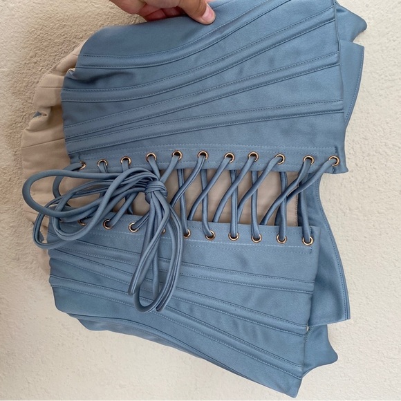 House‎ of CB Nastassia Cool Blue Embellished Satin corset NWOT size S - Picture 6 of 17
